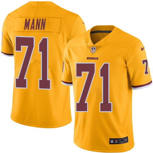 Men's Elite Charles Mann Nike Jersey Gold - #71 Rush NFL Washington Redskins